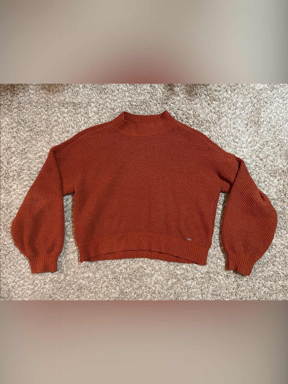 Hollister Rust Mock Neck Textured Sweater